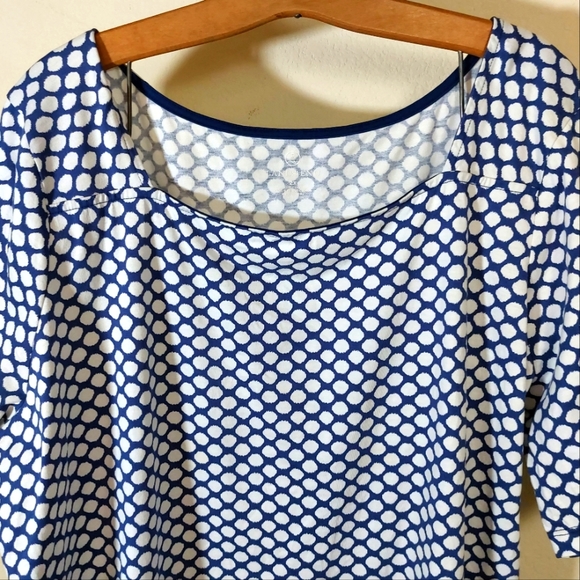 Lands End Purple, White Polka Dots Supima Cotton Short Sleeve Top, size 2X